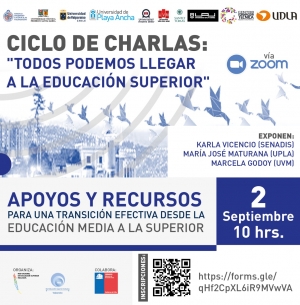 Flyer del ciclo de charlas. Incluye código QR para la inscripción