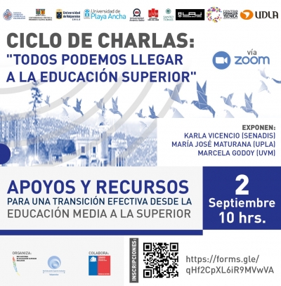 Flyer del ciclo de charlas. Incluye código QR para la inscripción